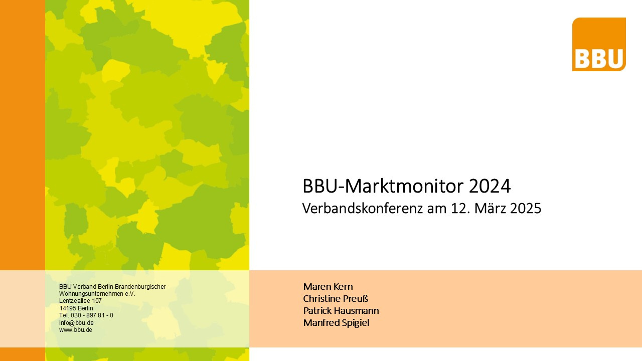 Titelfolie der Präsentation zur Verbandskonferenz BBU-Marktmonitor