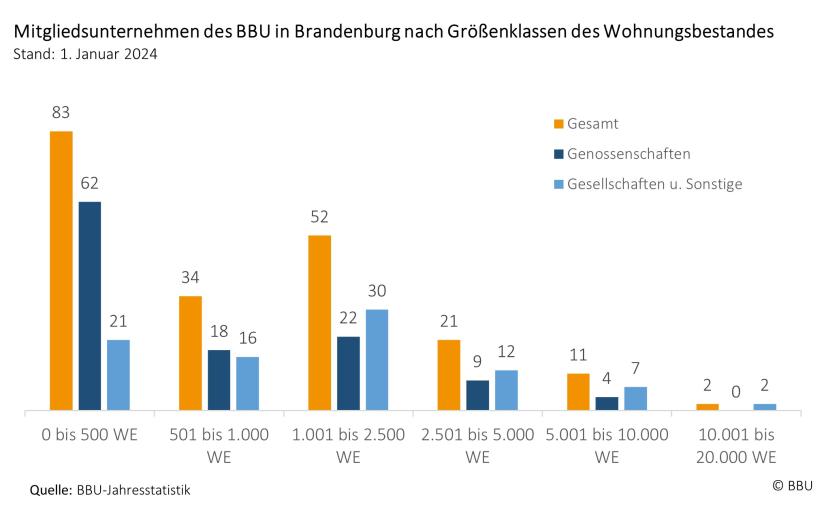 BBU-Mitgliederstruktur Brandenburg nach Wohnungsgrößenklassen